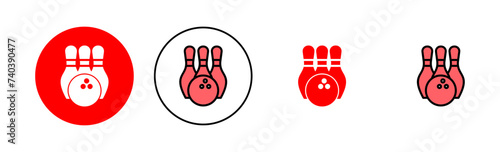 Bowling icon set illustration. bowling ball and pin sign and symbol.