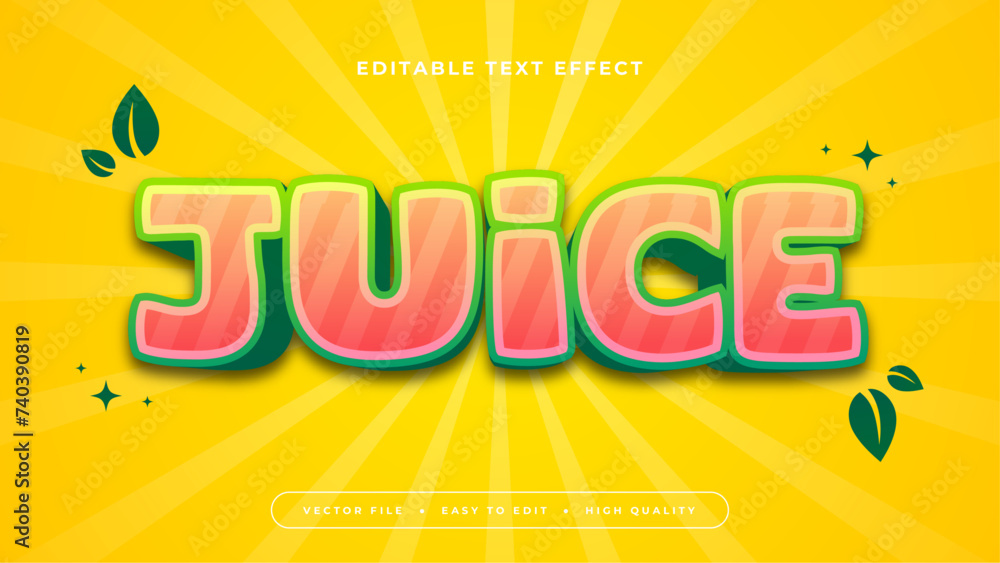 Yellow red and green juice 3d editable text effect - font style