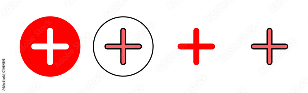 Plus Icon set illustration. Add plus sign and symbol Plus Icon set illustration. Add plus sign and symbol