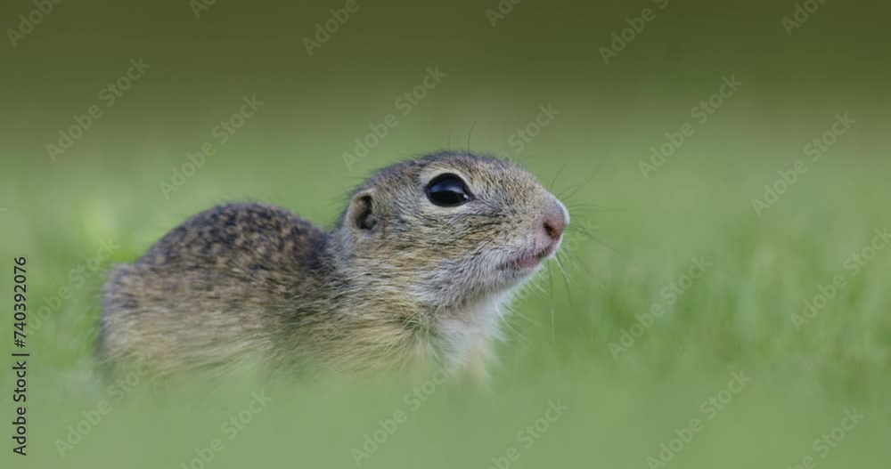 Ground squirrel Spermophilus pygmaeus, feeds in tall grass in its natural habitat Ground squirrel Spermophilus pygmaeus, feeds in tall grass in its natural habitat