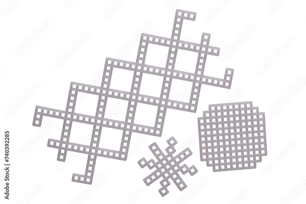 Plastic mesh canvas or vinyl various shapes for weave to do invention isolated on white background included clipping path.