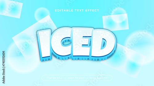 Blue and white iced 3d editable text effect - font style