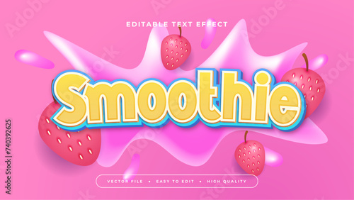 Pink white and yellow smoothie 3d editable text effect - font style