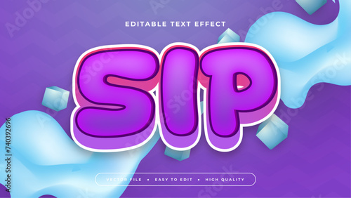 Blue white and purple violet sip 3d editable text effect - font style