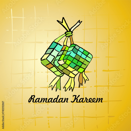 Ramadan Kareem, Sketch of Ketupat the Indonesian Food 