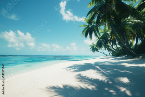 Beach with palm trees and sea © Black Pig