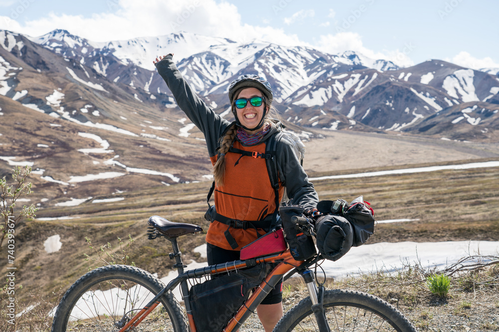 mountain biking bikepacking in the Alaska Denali mountains 
