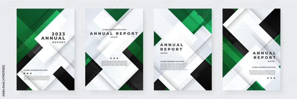 Black green and white vector minimalist design geometric corporate annual report. Brochure flyer poster business template