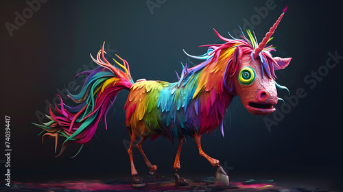 funny 3D rainbow unicorn character © sam