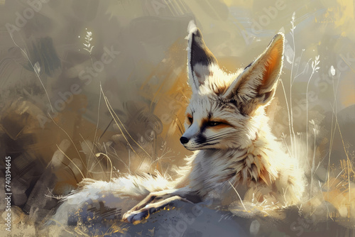 fennec fox lying on relax. ai generative
