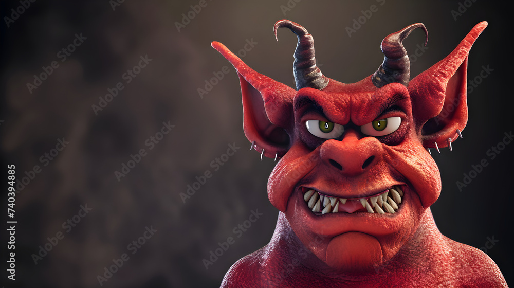 funny 3D devil character - obrazy, fototapety, plakaty 