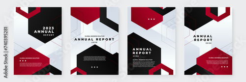 Red black and white vector corporate annual report template for brochure, annual report, magazine, poster, corporate presentation, portfolio, flyer, infographic. Easy to use