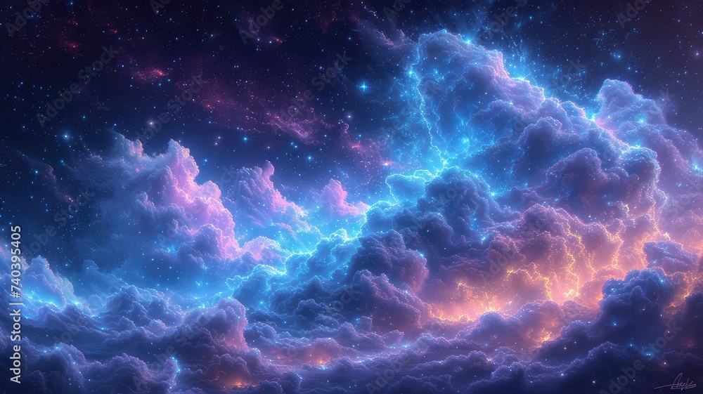 electric cosmic cloudscape - obrazy, fototapety, plakaty 