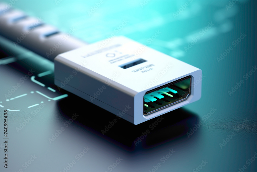 A close-up of a USB Type-A mockup, the focus highlighting its ...