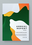 Yellow green and white vector business corporate annual report cover template with shapes geometric for annual report and business catalog, magazine, flyer or booklet. Brochure template layout