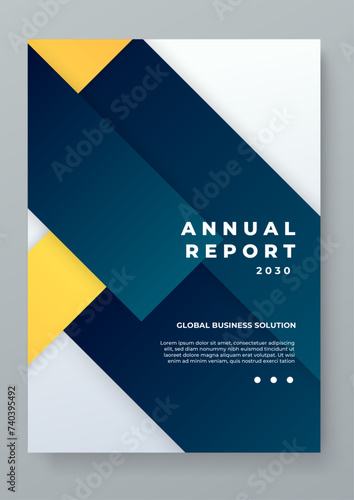 Yellow blue and white vector clean minimalist gradient annual report business cover template for brochure, magazine, poster, corporate presentation, portfolio, flyer, infographic. Easy to use