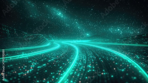 virtual green neon lights tunnel photo