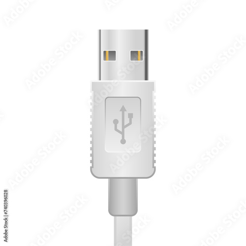 シンプルなイラスト_白いUSB Type-A 2.0_オス