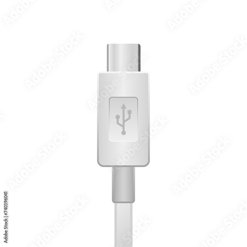 シンプルなイラスト_白いUSB Type-C_オス