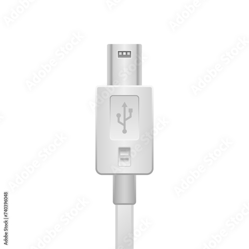 シンプルなイラスト_白いMini USB Type-B_オス