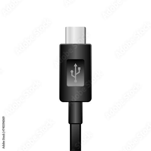 シンプルなイラスト_黒いUSB Type-C_オス