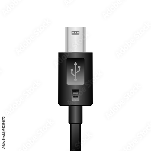 シンプルなイラスト_黒いMini USB Type-B_オス