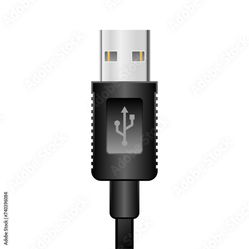 シンプルなイラスト_黒いUSB Type-A 2.0_オス