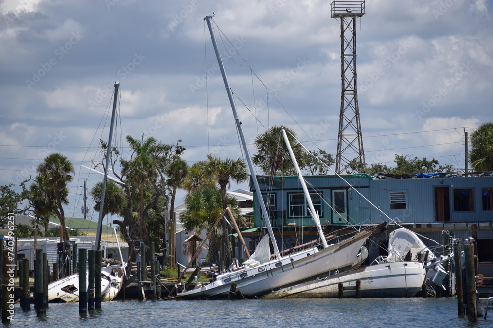 Hurricane debris fort myers beach florida salvanged boats