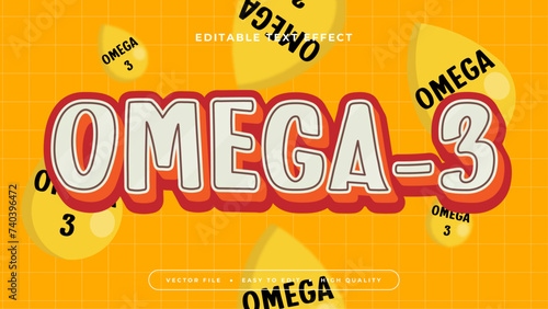 Yellow red and white omega 3 3d editable text effect - font style
