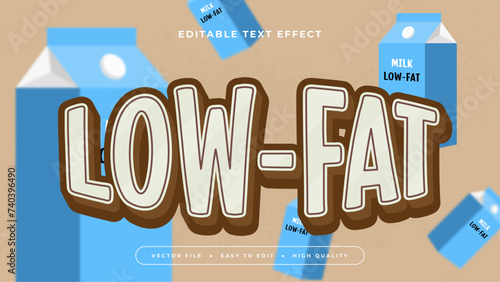 Blue white and brown low fat 3d editable text effect - font style