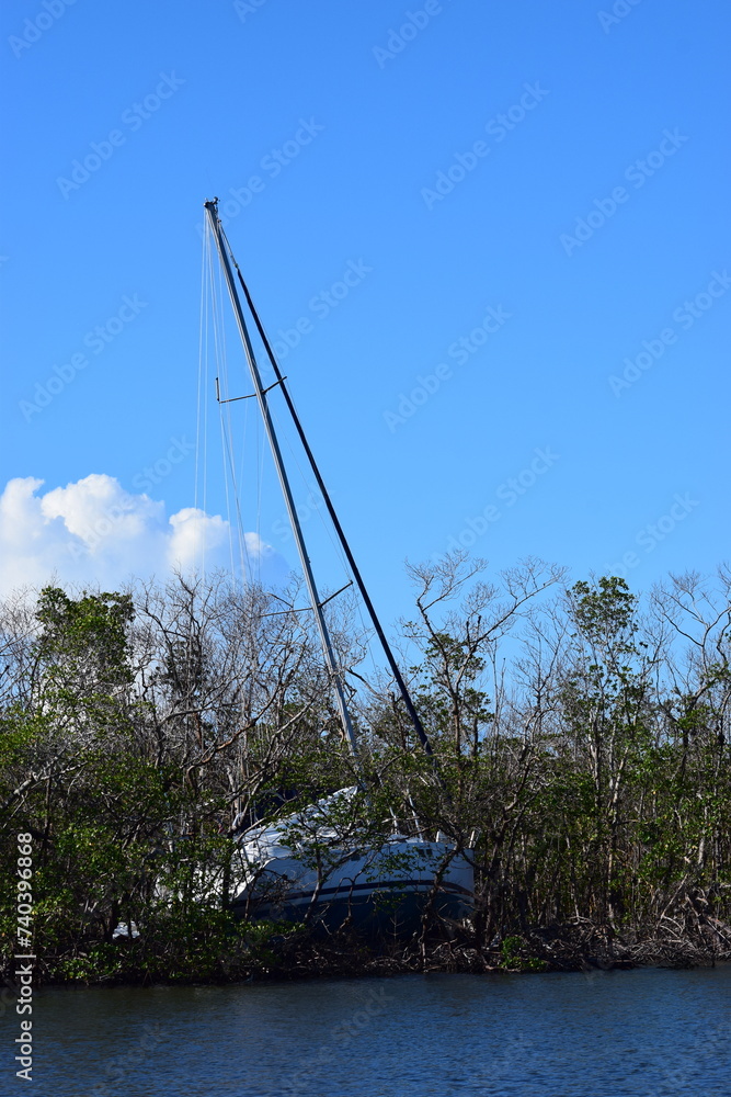 Hurricane Ian Damaged Back Bay Boats Fort Myers Beach Florida