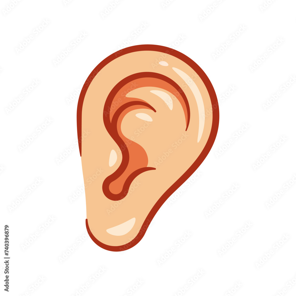 Human ear icon vector isolated on white background. Human ear icon vector isolated on white background.