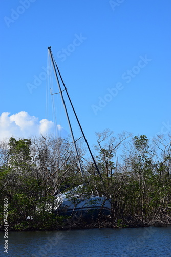 Hurricane Ian Damaged Back Bay Boats Fort Myers Beach Florida