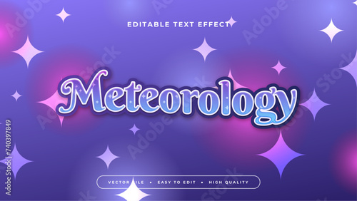 White blue and purple violet meteorology 3d editable text effect - font style