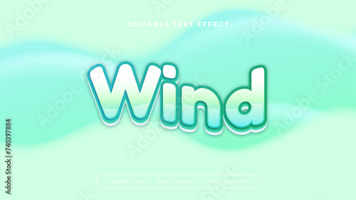 Green blue and white wind 3d editable text effect - font style