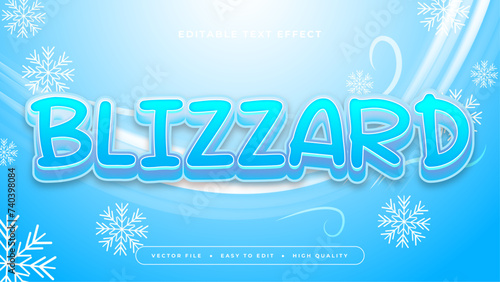 White and blue blizzard 3d editable text effect - font style