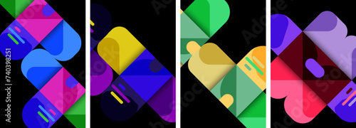 Balance movement geometric backgrounds. Poster collection for wallpaper, business card, cover, poster, banner, brochure, header, website