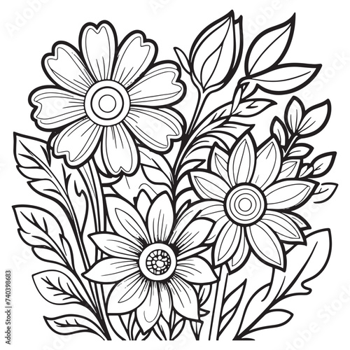  Luxury floral outline drawing coloring book pages line art sketch 