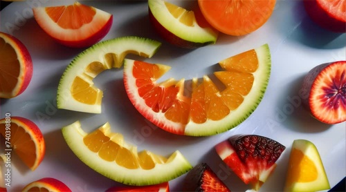 Assorted Fruit Jelly Candies on Plate with Slices of Grapefruit, Orange, Lemon, and Lime
