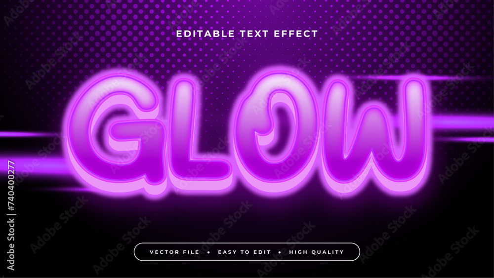 Purple violet and white glow 3d editable text effect - font style