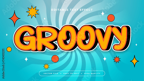 Orange blue and white groovy 3d editable text effect - font style