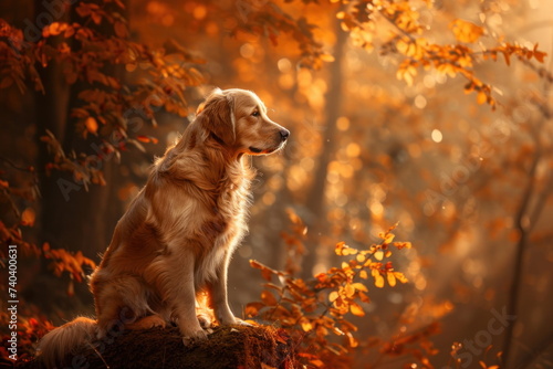 golden retriever dog on nature background, pet