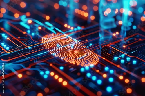 Fingerprint recognition technology concept Highlighting cybersecurity and biometric authentication