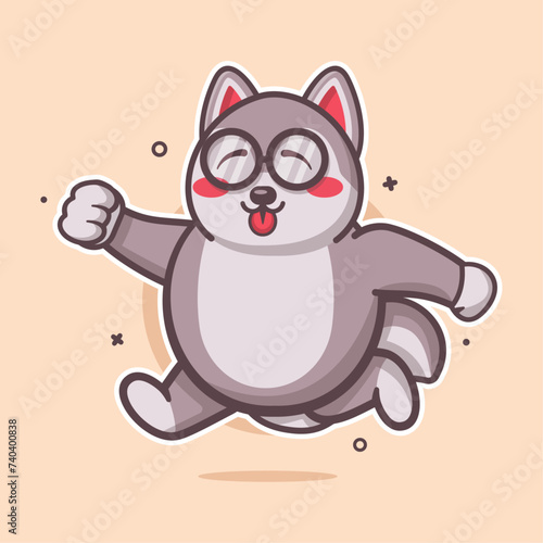 happy husky dog animal character mascot running isolated cartoon © werezu