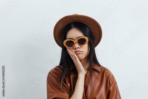 Woman sunglasses beautiful portrait fashion cosmetic model beauty vacations glamour hair lifestyle asian beige © SHOTPRIME STUDIO