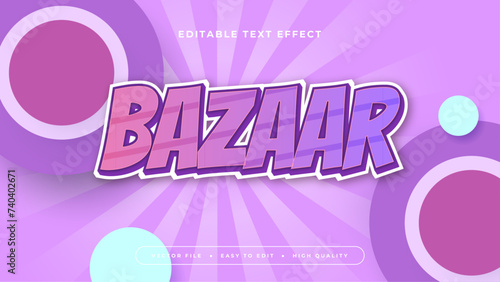 Blue and purple violet bazaar 3d editable text effect - font style