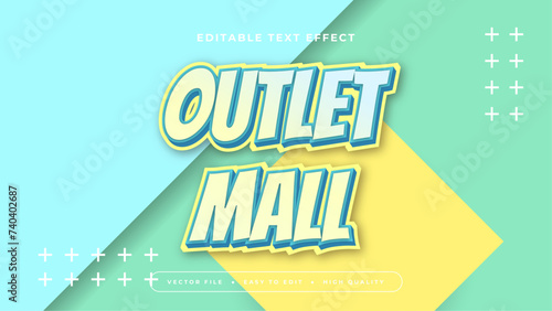 Blue green and yellow outlet mall 3d editable text effect - font style