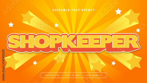 Orange yellow and white shopkeeper 3d editable text effect - font style