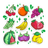 Fruit cartoon collection set. hand draw illustration art