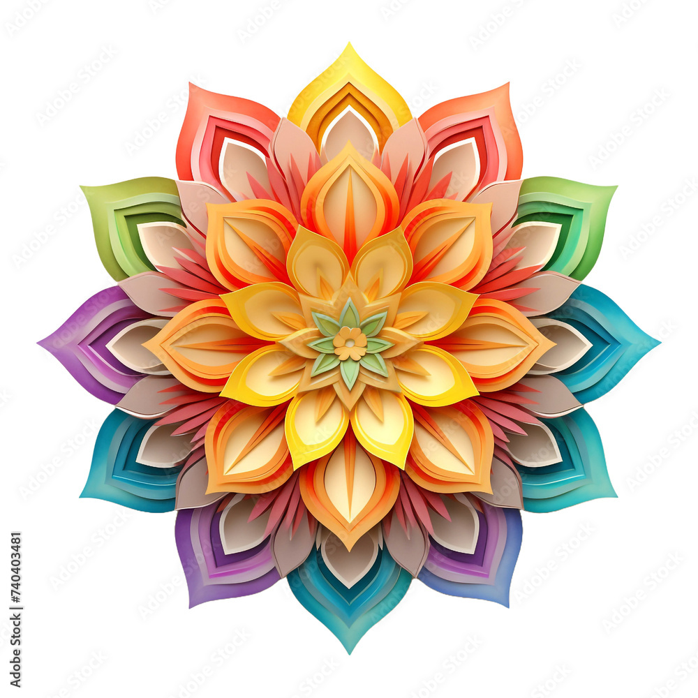 Fototapeta premium Mandala fractal design element with flower pattern isolated on transparent background
